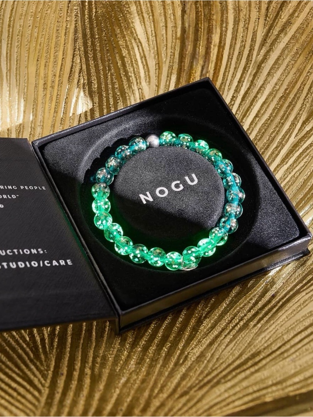 NWT Nogu Teal | .925 Sterling Silver | Firefly Glass Bracelet (18 cm=7 inches) - Picture 4 of 7